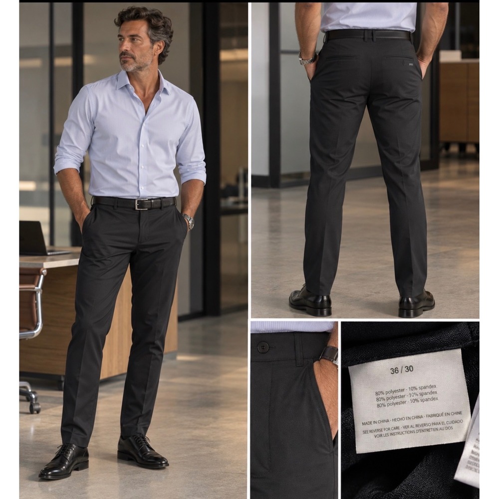 Marc New York Performance Mens 36x30 Black Elastic Waist Tech Pants